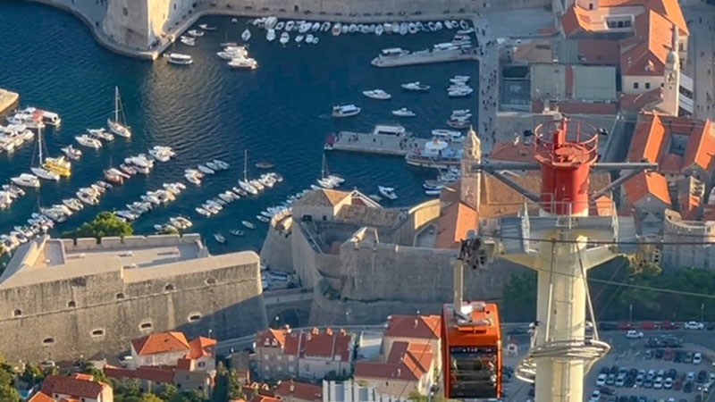 Cable car ride view from above Dubrovni